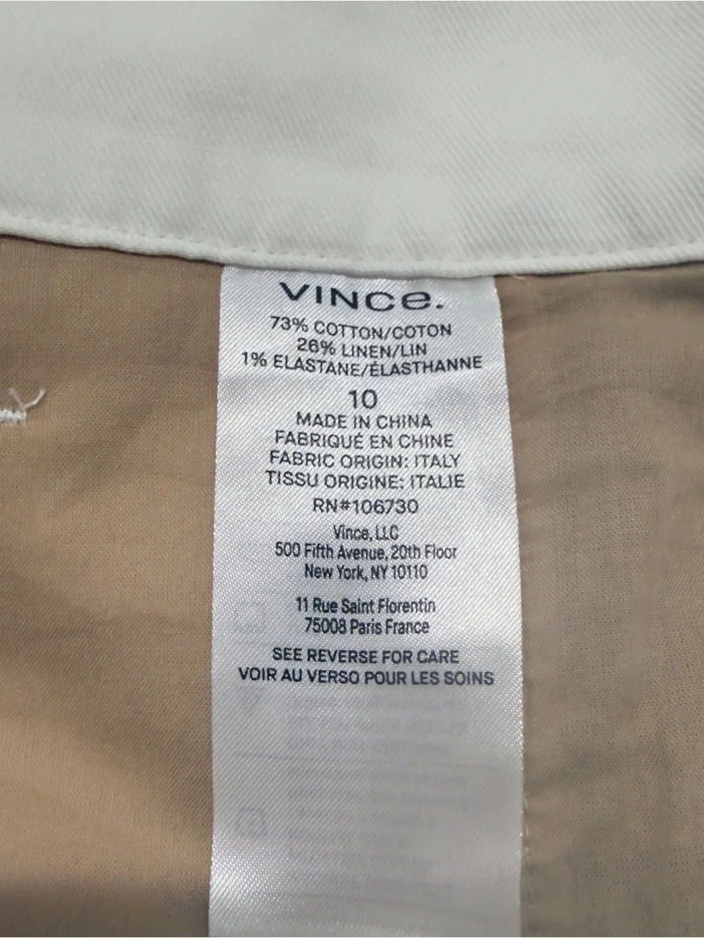 Vince White Belted Cotton Linen Blend Pleated Shorts Size 10